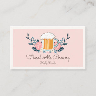 Tarjeta De Visita Vidrio de cerveza y flores