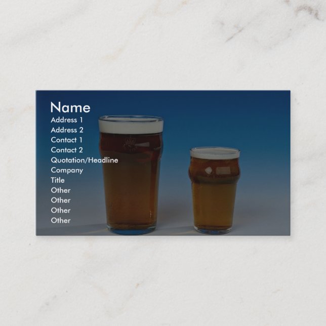 Tarjeta De Visita Vidrio llenado de la cerveza (Anverso)