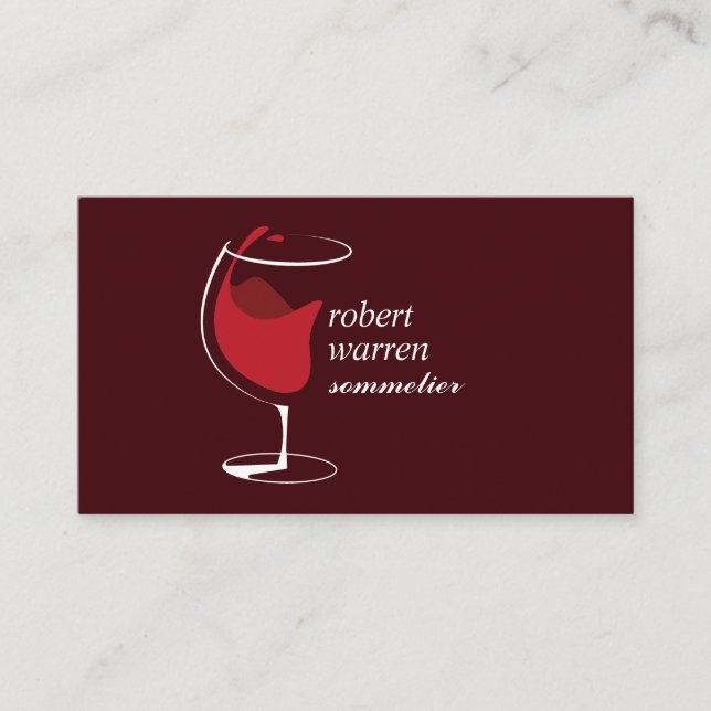 Tarjeta De Visita Vidrio rojo profesional Vino sommelier (Anverso)