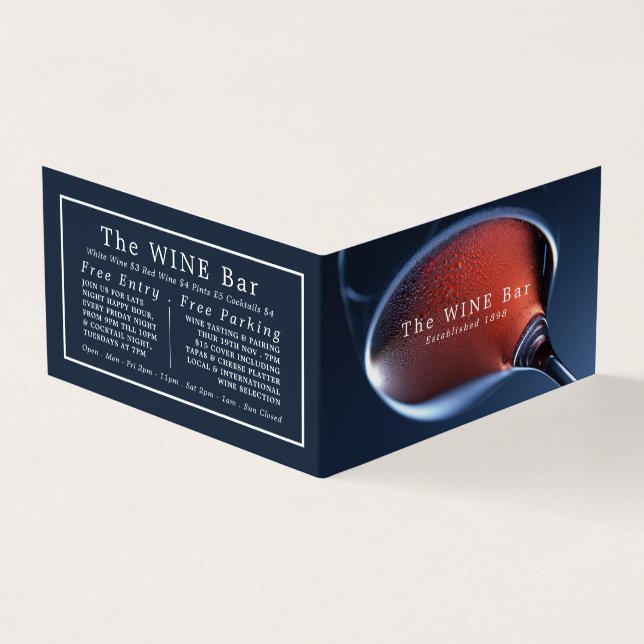 Tarjeta De Visita Vidrio rosa, bar de vinos/bodega, detalle (Exterior)