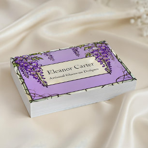 Tarjeta De Visita Vidrio teñido de wisteria al estilo Tiffany antigu