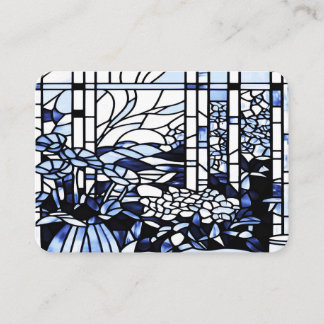 Tarjeta De Visita Vidrio teñido del jardín azul