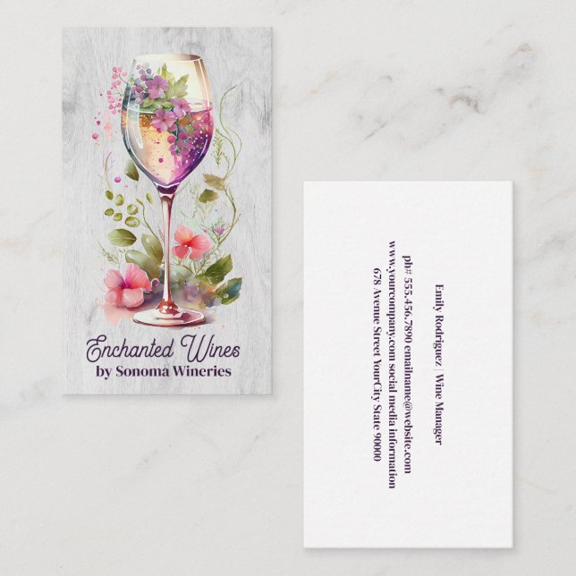 Tarjeta De Visita Vidrio y flores Ilustracion dibujado a mano (Anverso / Reverso)