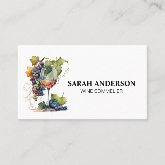 Tarjeta De Visita Vidrio y uvas | Arte acuático (Anverso)