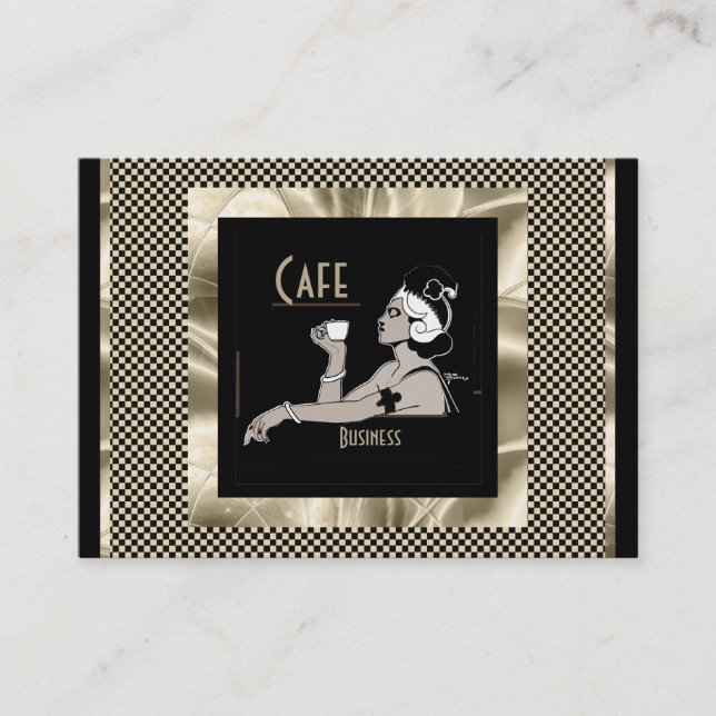 Tarjeta de visita Vieja Art Deco Cafe Negocios (Anverso)