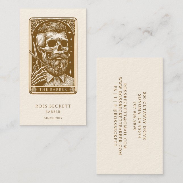 Tarjeta De Visita Vieja Barber Tarot (Anverso / Reverso)