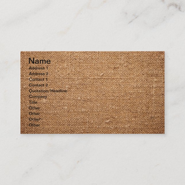 Tarjeta De Visita Vieja textura de la lona de algodón para el fondo (Anverso)