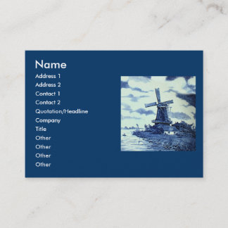 Tarjeta De Visita Viejo Antiguo Delft Blue Tile - Molino de viento
