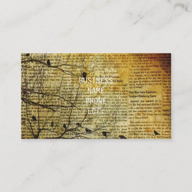 Tarjeta De Visita Viejo arte de periódicos (Anverso)