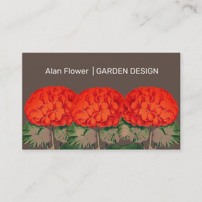 Tarjeta De Visita Viejo Geranium Trio - floral audaz (Anverso)