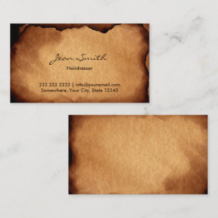 Tarjeta De Visita Viejo peluquero de papel quemado del vintage