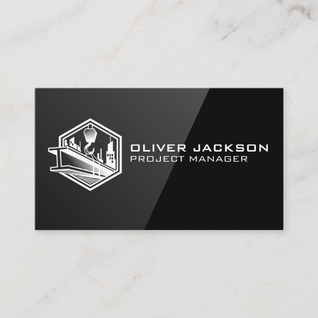 Tarjeta De Visita Viento de construcción y viga de acero (Anverso)