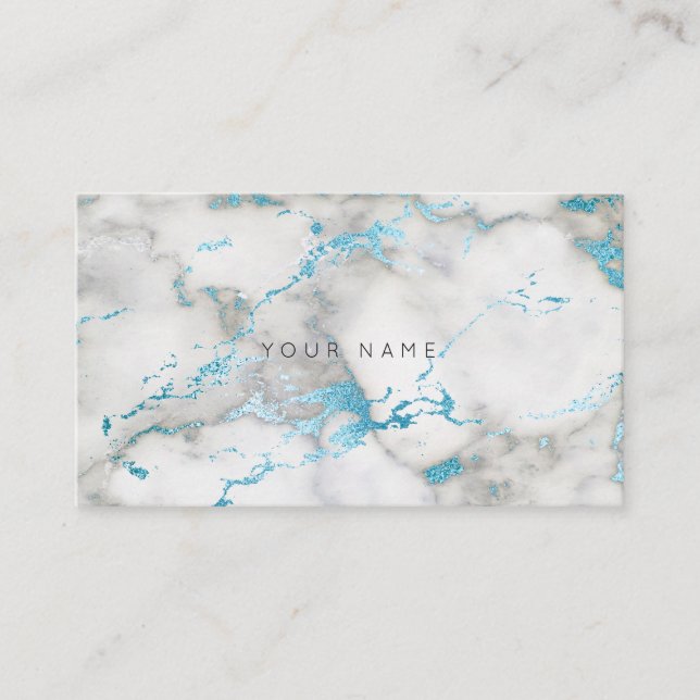 Tarjeta De Visita Viento de mármol azul turquesa blanco (Anverso)