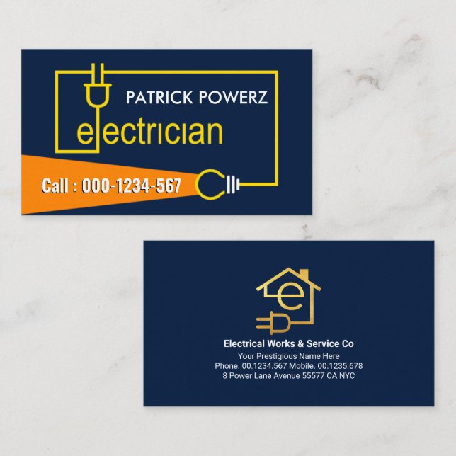 Tarjeta De Visita Viga de luz de la bombilla de cableado eléctrico (Anverso / Reverso)