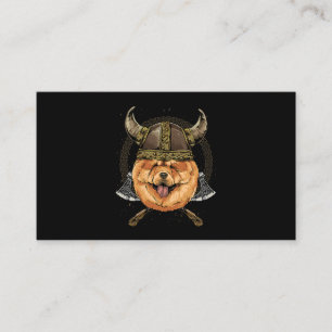 Tarjeta De Visita Viking Chow Chow Dog con Viking Helmet Mjolnir Ax