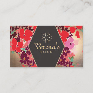 Tarjeta De Visita Vinatge Gold Floral Hair Salon Scissors
