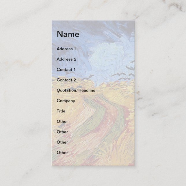 Tarjeta De Visita Vincent Van Gogh - Campo de trigo con cuervos negr (Anverso)