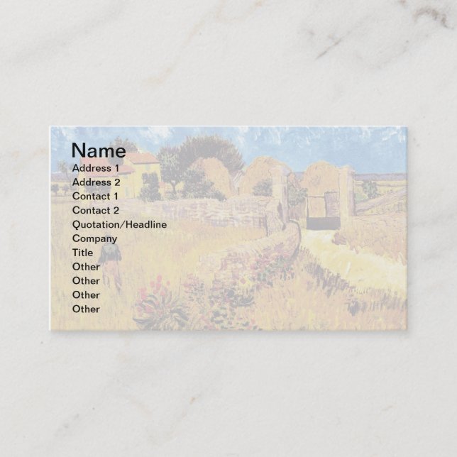 Tarjeta De Visita Vincent Van Gogh - Casa De Campo En El Bella Artes (Anverso)