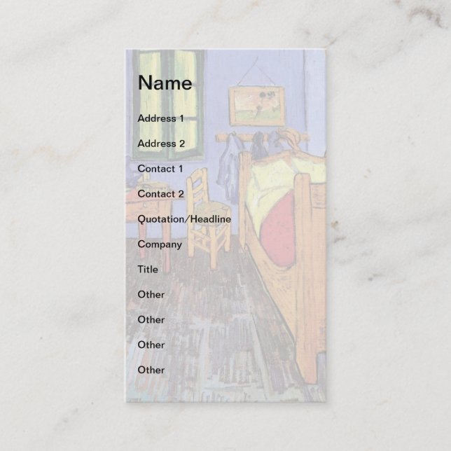 Tarjeta De Visita Vincent Van Gogh - Dormitorio En El Bella Artes De (Anverso)