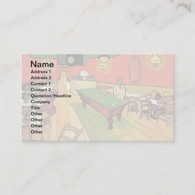 Tarjeta De Visita Vincent Van Gogh - El Café Nocturno En Arles (Anverso)