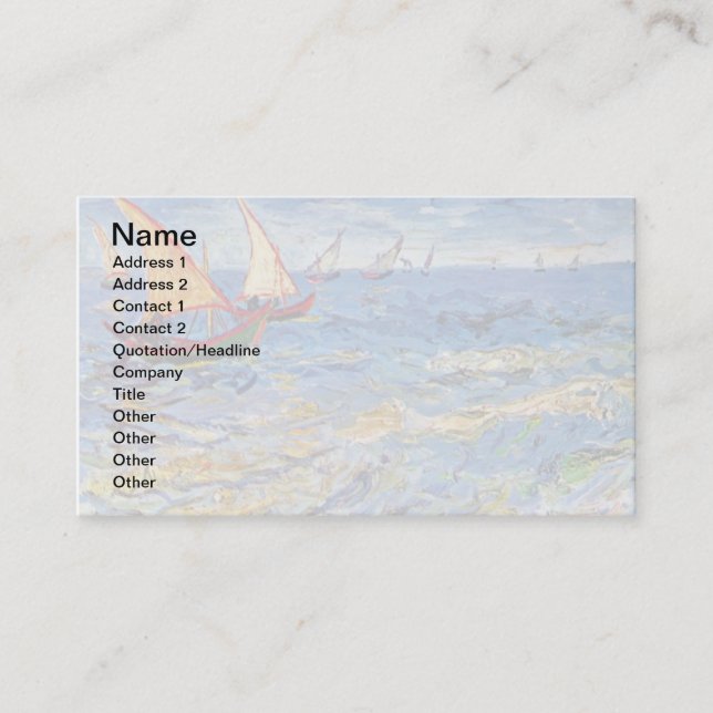 Tarjeta De Visita Vincent Van Gogh - El Mar En Saintes Maries (Anverso)