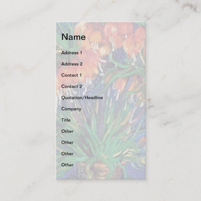Tarjeta De Visita Vincent Van Gogh - Fritillarios En Una Vara De Cob (Anverso)