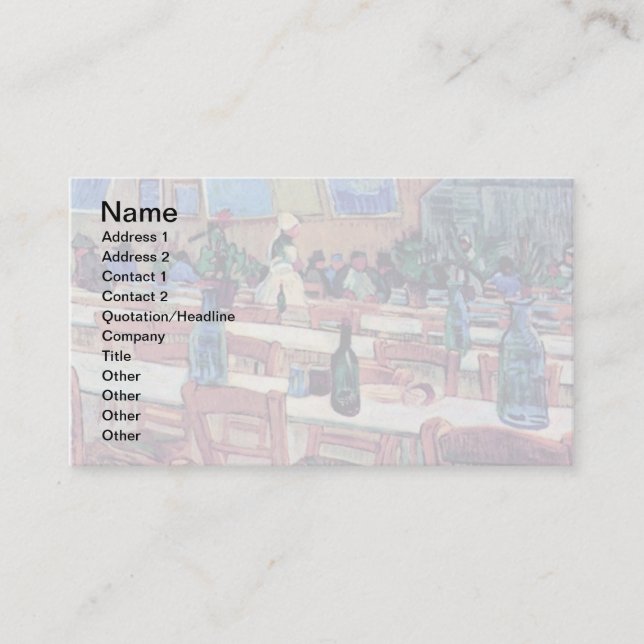Tarjeta De Visita Vincent Van Gogh - Interior Del Restaurante (Anverso)