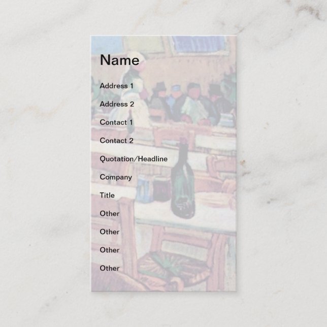 Tarjeta De Visita Vincent Van Gogh - Interior Del Restaurante (Anverso)