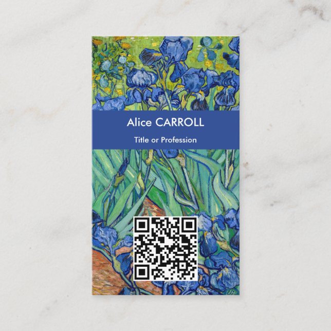 Tarjeta De Visita Vincent Van Gogh - Irises - Código QR (Anverso)