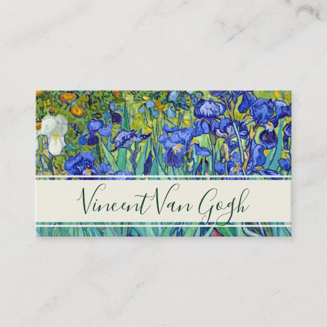 Tarjeta De Visita Vincent van Gogh Irises flores arte fino vibrante (Anverso)
