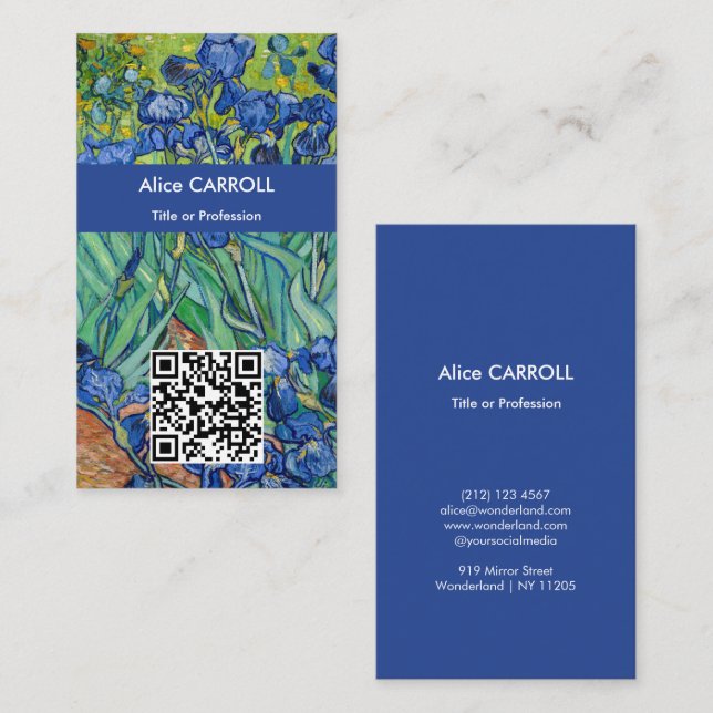 Tarjeta De Visita Vincent Van Gogh - Lirios - Código QR (Anverso / Reverso)