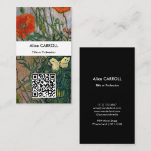 Tarjeta De Visita Vincent van Gogh - Mariposas & Amapolas - Código Q