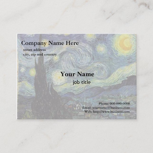 Tarjeta De Visita Vincent van Gogh, Noche Starry (Anverso)