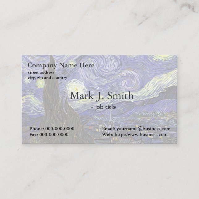 Tarjeta De Visita Vincent van Gogh, Noche Starry (Anverso)