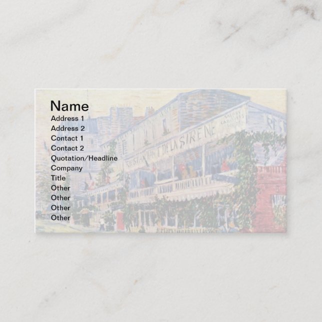 Tarjeta De Visita Vincent Van Gogh - Restaurante De La Sirene (Anverso)