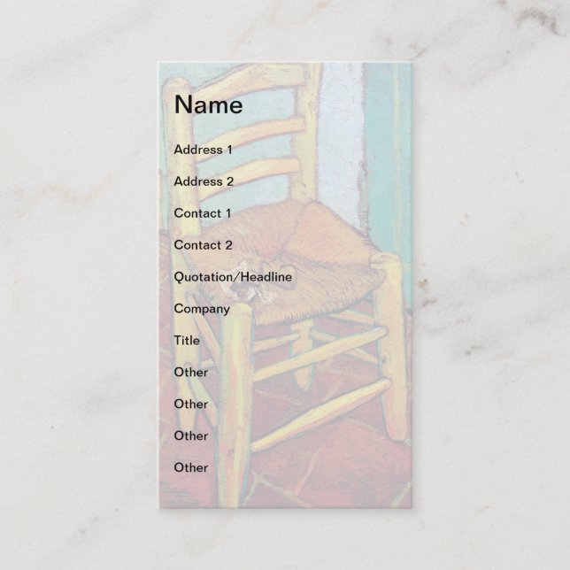 Tarjeta De Visita Vincent Van Gogh - Silla de Vincent con tubería (Anverso)