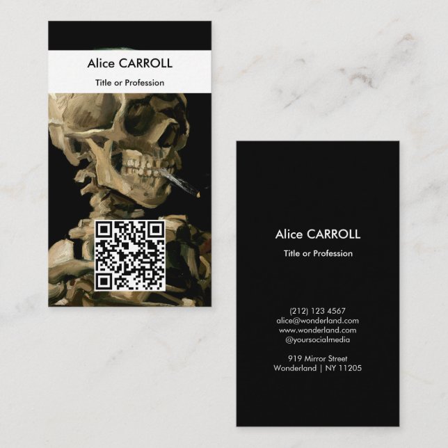 Tarjeta De Visita Vincent van Gogh - Skull - Código QR (Anverso / Reverso)