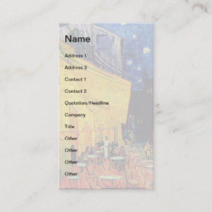 Tarjeta De Visita Vincent Van Gogh - Terraza del Café por la Noche A