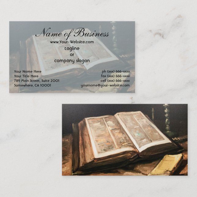 Tarjeta De Visita Vincent van Gogh: Todavía la vida con la Biblia (Anverso / Reverso)