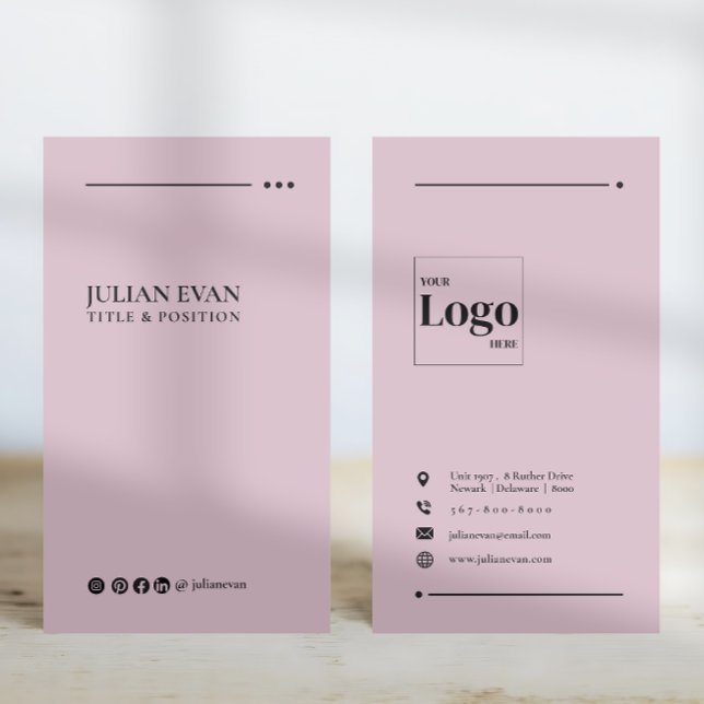 Tarjeta De Visita Vínculos entre los medios sociales rosados moderno (Subido por el creador)