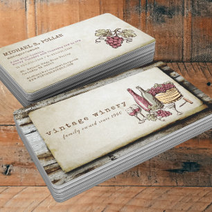 Tarjeta De Visita Viñedo Bodega Antigua Pintada a Mano