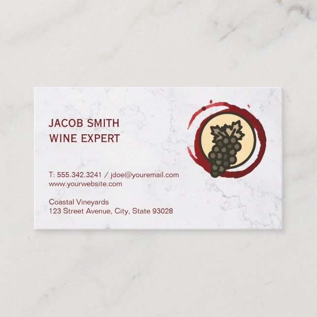 Tarjeta De Visita Viñedo | Ensayos de vino | Distribuidor de vinos (Anverso)