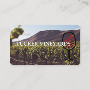 Tarjeta De Visita Viñedo   Logotipo elegante de copa de vino