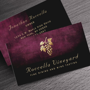 Tarjeta De Visita Viñedo Viña de Uva Elegante Negro