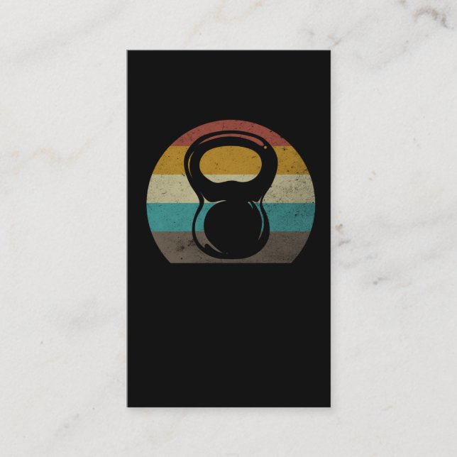 Tarjeta De Visita Viñeta Retro Kettlebell Gym Workout (Anverso)