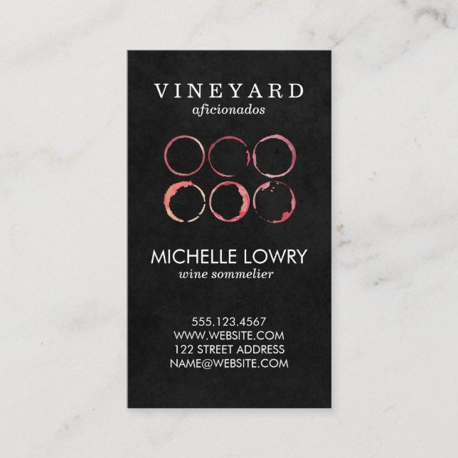 Tarjeta De Visita Vineyard Wine Lux Black | Wine Stains (Anverso)