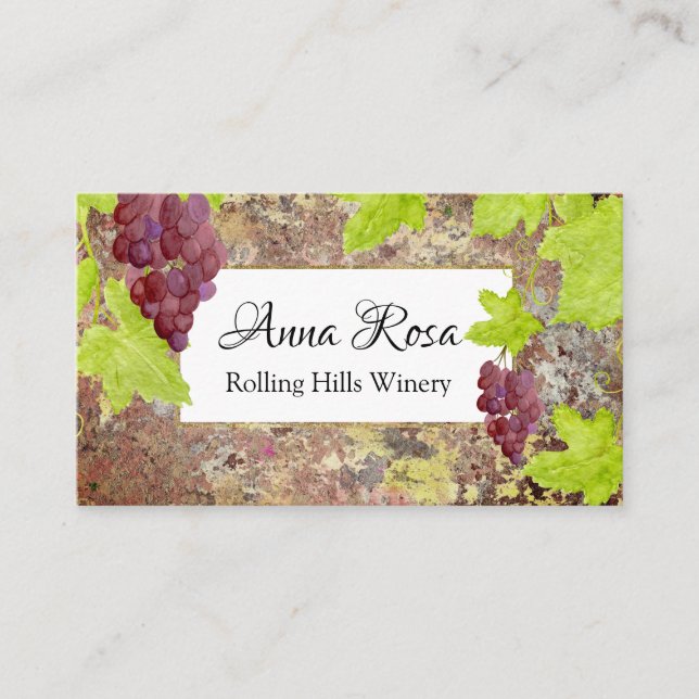Tarjeta De Visita *~* Vineyard Winery Wine Cellar Wine Grape Bunch (Anverso)