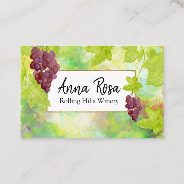 Tarjeta De Visita *~* Vineyard Winery Wine Cellar Wine Grapes (Anverso)