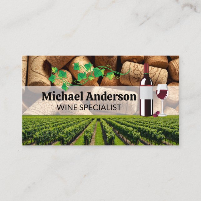 Tarjeta De Visita Vineyard y Corks | Bodega (Anverso)