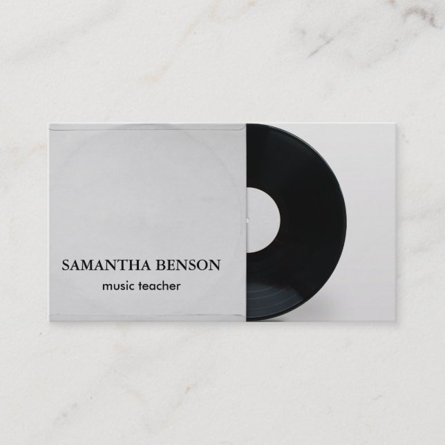 Tarjeta De Visita Vinil Record Elegante cosecha musical (Anverso)